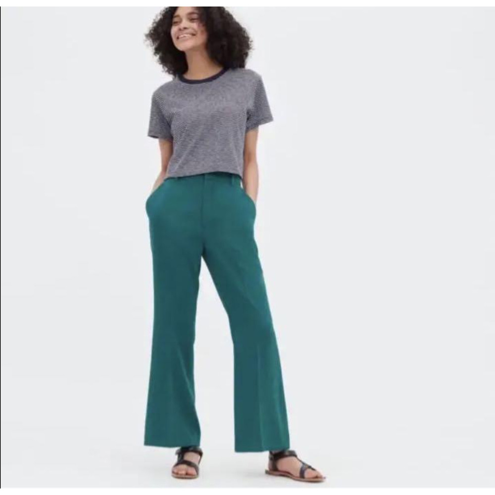 Uniqlo Drape Flared Pants Teal Green